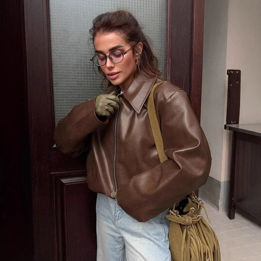 Giacca Donna in Similpelle con Zip e Colletto - immagine 38
