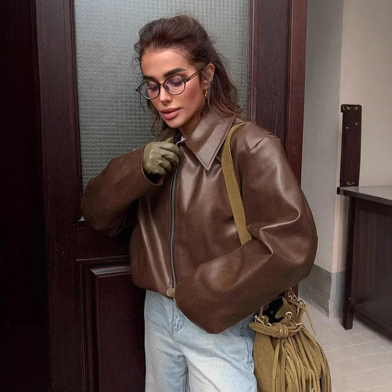 Giacca Donna in Similpelle con Zip e Colletto - immagine 38