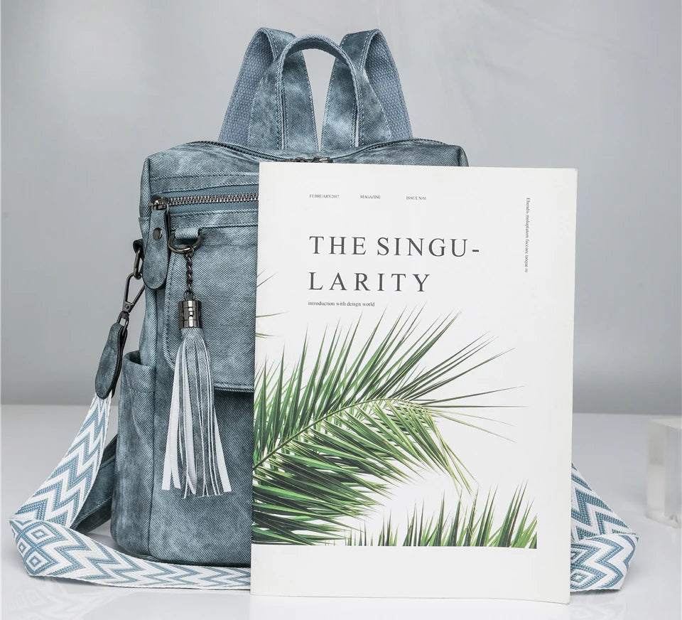 Zaino donna grande capacità in pelle simil-cuoio – daypack fashion da viaggio e scuola, backpack solid colour per ragazze