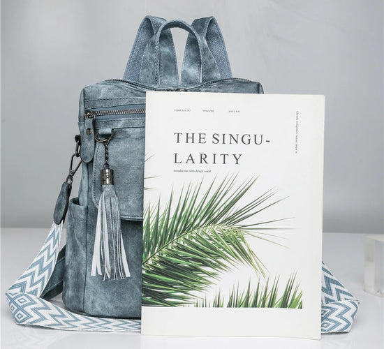 Zaino donna grande capacità in pelle simil-cuoio – daypack fashion da viaggio e scuola, backpack solid colour per ragazze