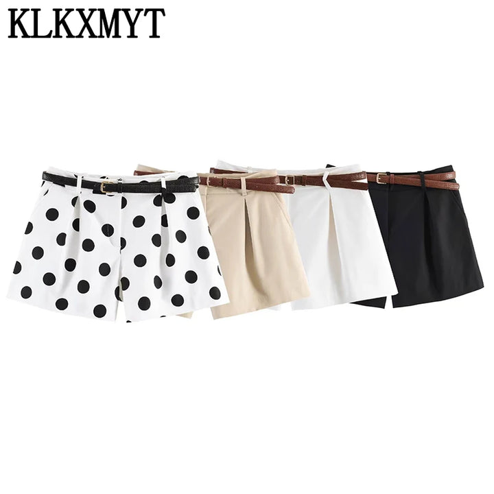 Shorts Donna a Pois Vita Alta – Pantaloncini Estivi Casual Chic