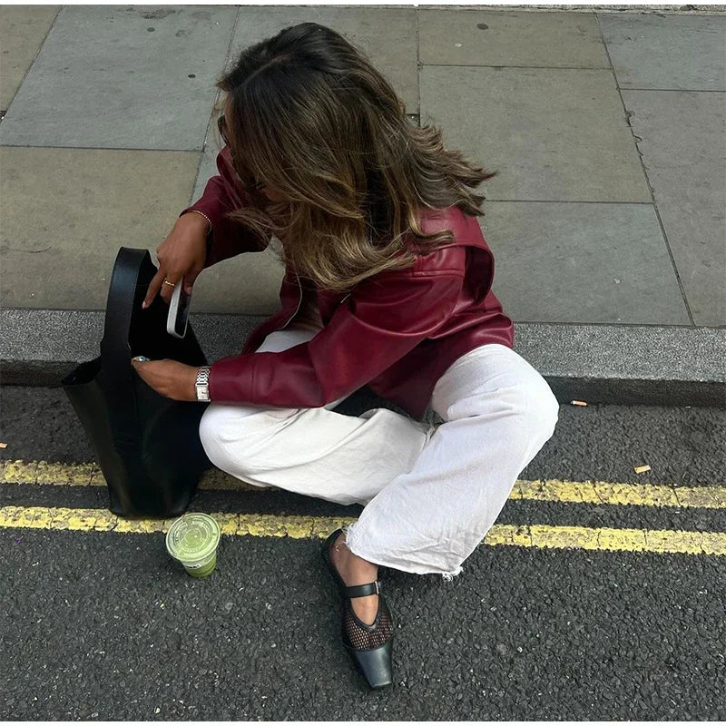 Giacca Donna in Similpelle con Zip e Colletto - immagine 35
