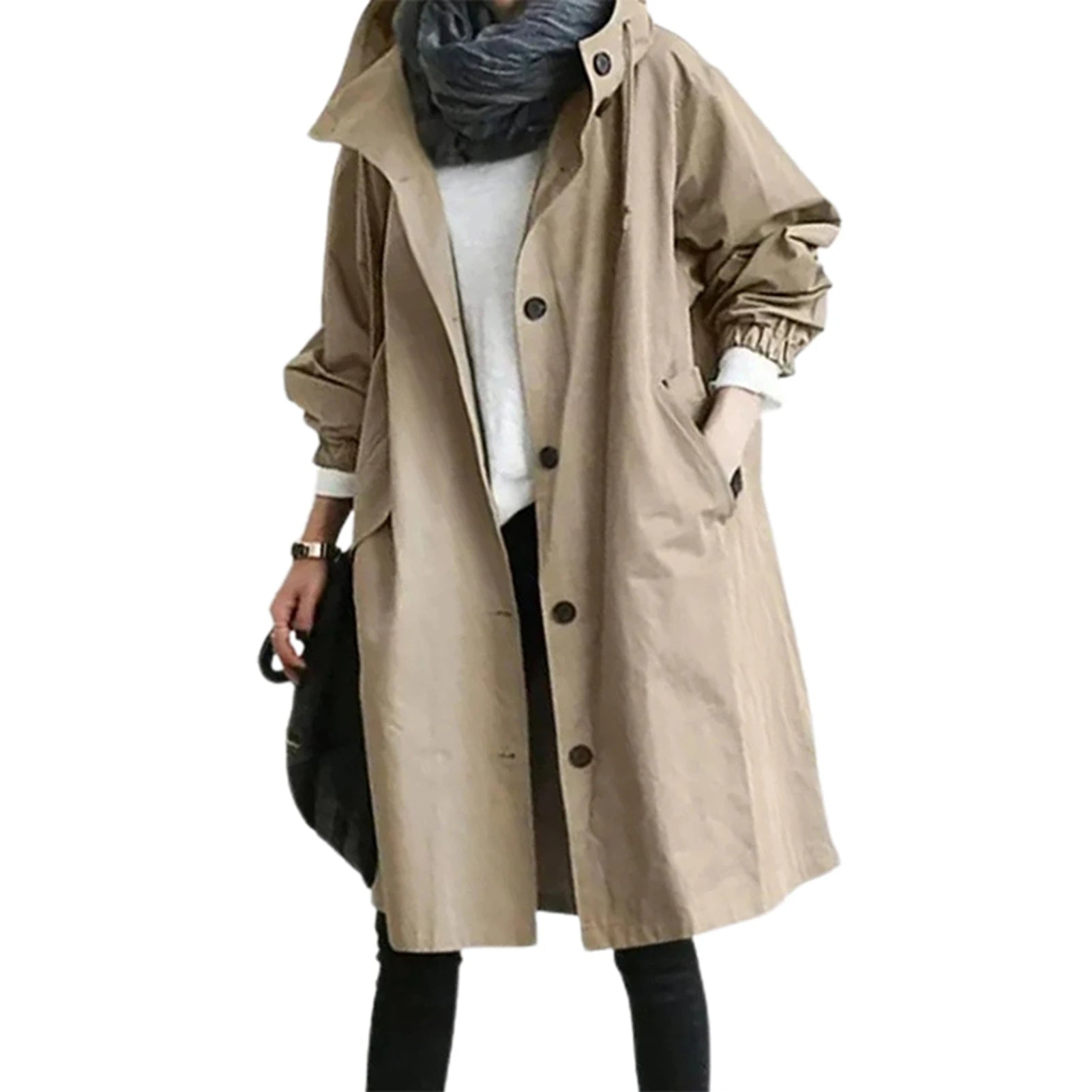 Giacca windbreaker donna con cappuccio, tasche e chiusura a bottoni – antivento, impermeabile, quick-dry, perfetta per escursioni e outdoor