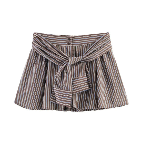 Shorts Donna a Righe Vita Alta – Pantaloncini Loose Estivi