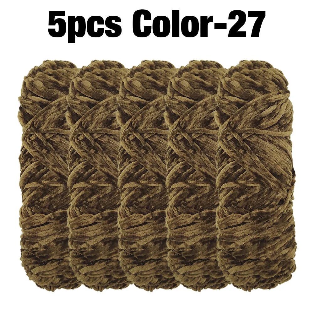 Set 5 rotoli filato ciniglia velluto 100 g – filo morbido e caldo per coperta, maglione, cuscini, DIY