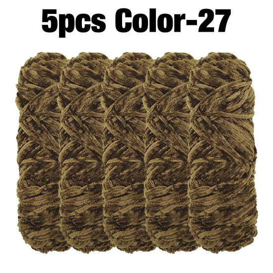 Set 5 rotoli filato ciniglia velluto 100 g – filo morbido e caldo per coperta, maglione, cuscini, DIY