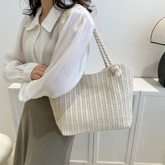 Borsa a Spalla Estiva in Paglia Intrecciata per Donna – Stile Boho Chic, Grande Capacità, Perfetta per Spiaggia e Vacanze