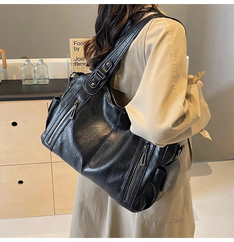 Soft Interior Compartment Shoulder Bags 2025 High Quality Contrasting Colors Bags for Women Fashion Zipper Pu Women's Handbags