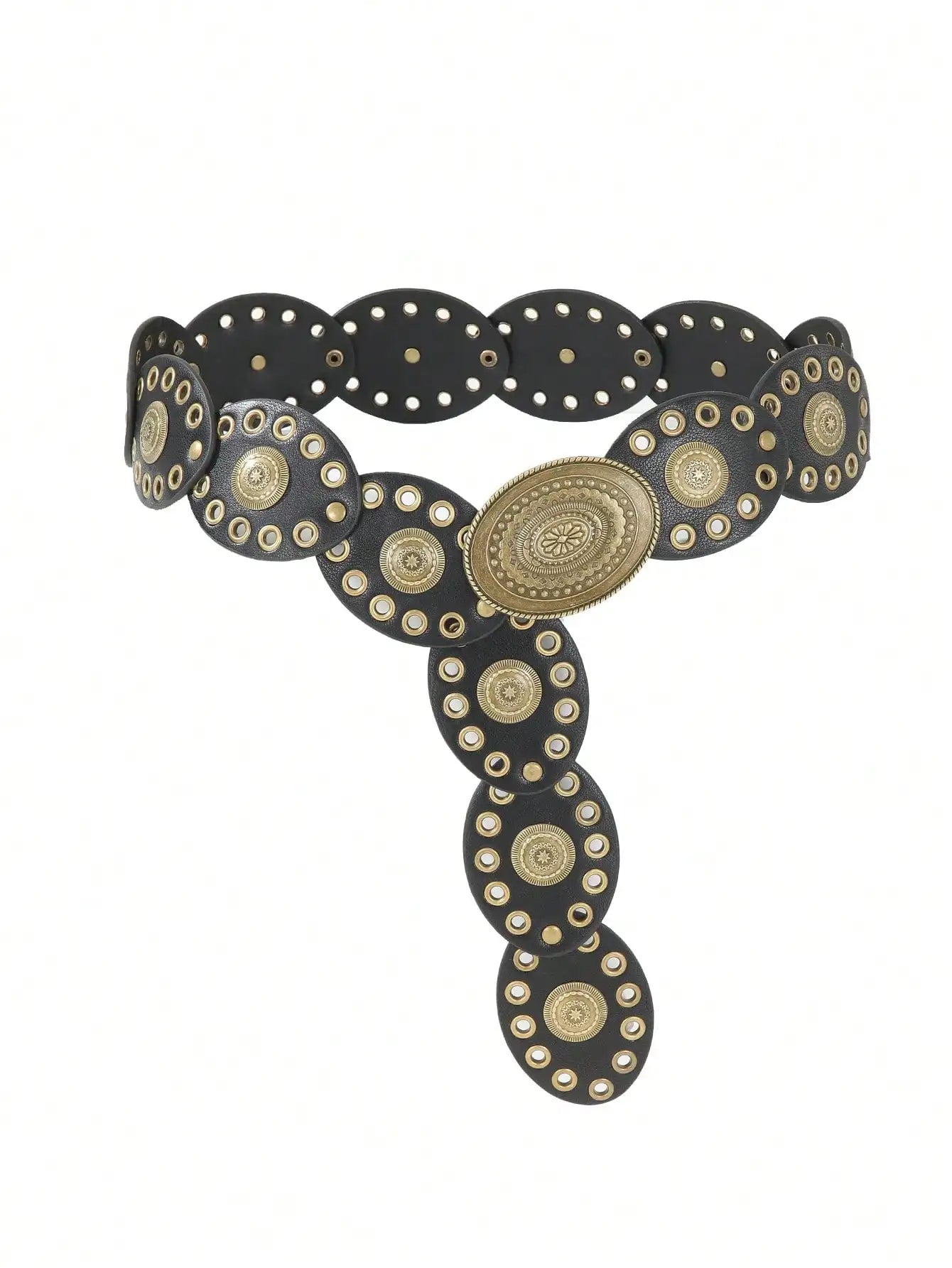 Cintura boho patchwork retrò con fibbia ovale – vintage oval buckle belt stile western / cowboy donna