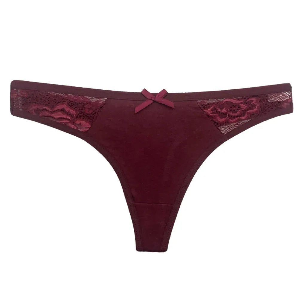 Set 5 pezzi perizomi donna in cotone – G-string vita bassa low-rise in colori solidi, lingerie comoda quotidiana