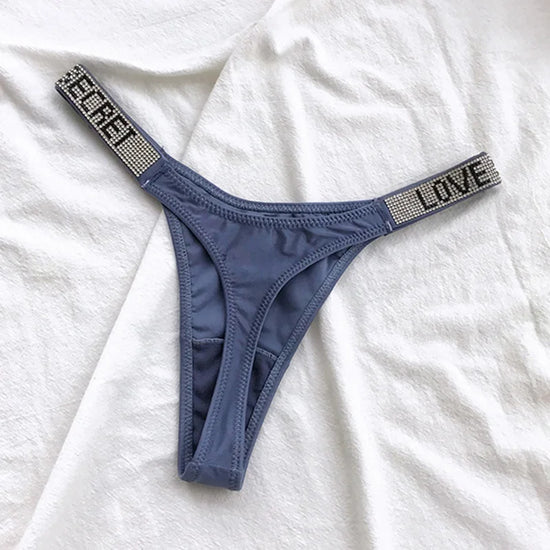 5 Slip a Vita Alta Sexy con Strass | Tanga Perizoma Donna S-XL