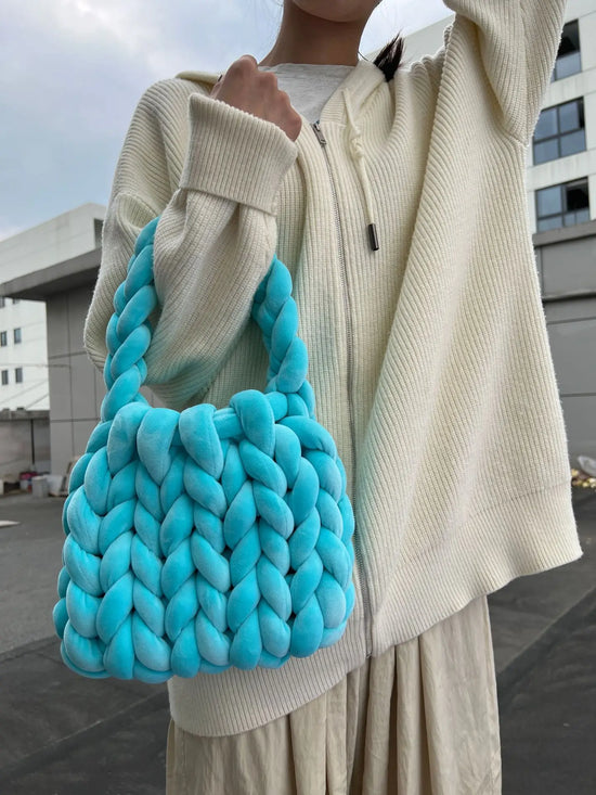 Borsa uncinetto in velluto intrecciato a mano – handbag artigianale unisex disponibile in più colori e dimensioni