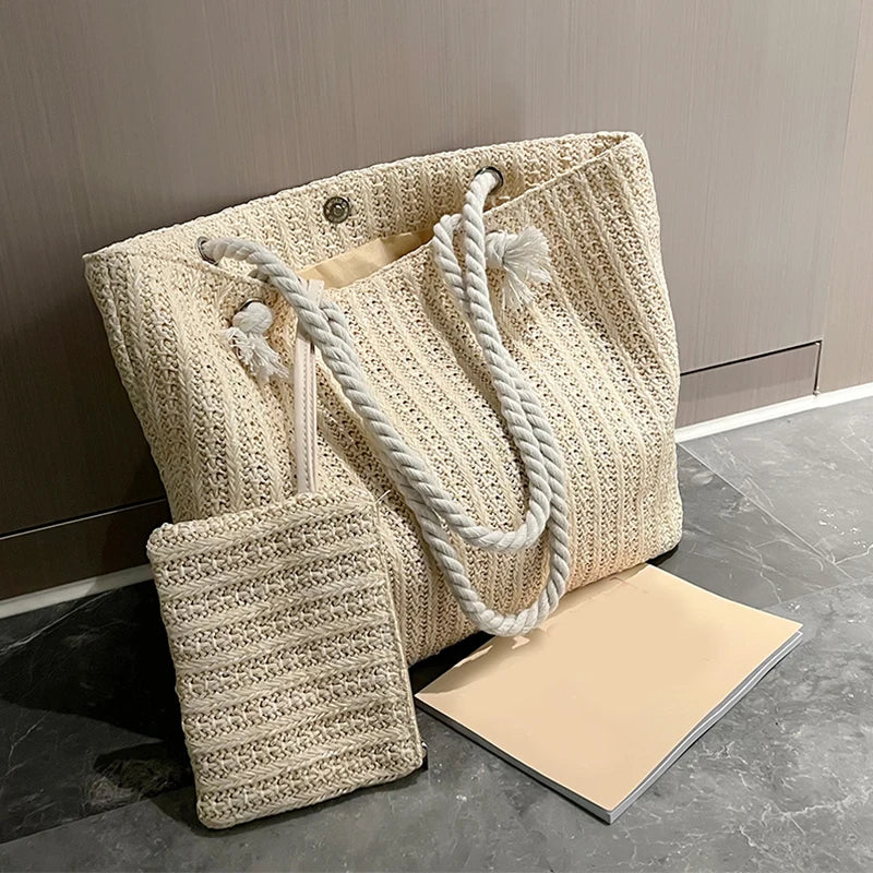 Borsa Tote Donna in Paglia Grande Capacità – Stile Boho Estivo