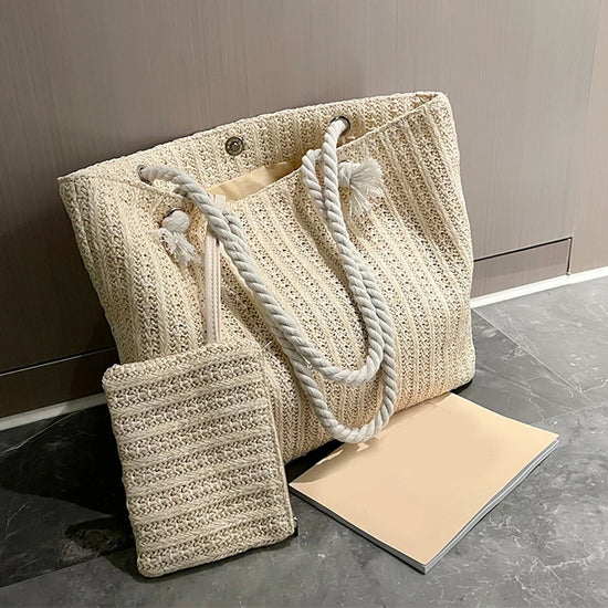 Borsa Tote Donna in Paglia Grande Capacità – Stile Boho Estivo
