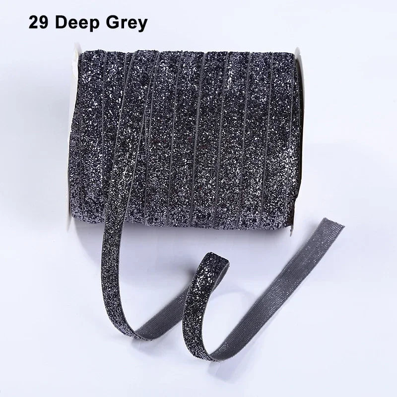 Nastro velluto glitter 10 mm – 50 metri multicolore per decorazioni, fai-da-te, confezioni regalo e artigianato