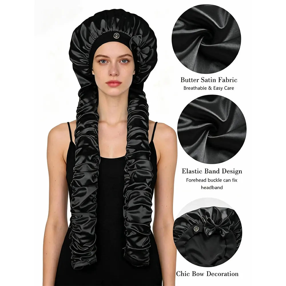 Cuffia Notte Extra Lunga per Trecce e Capelli Ricci – Satinata