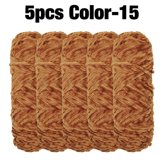 Set 5 rotoli filato ciniglia velluto 100 g – filo morbido e caldo per coperta, maglione, cuscini, DIY