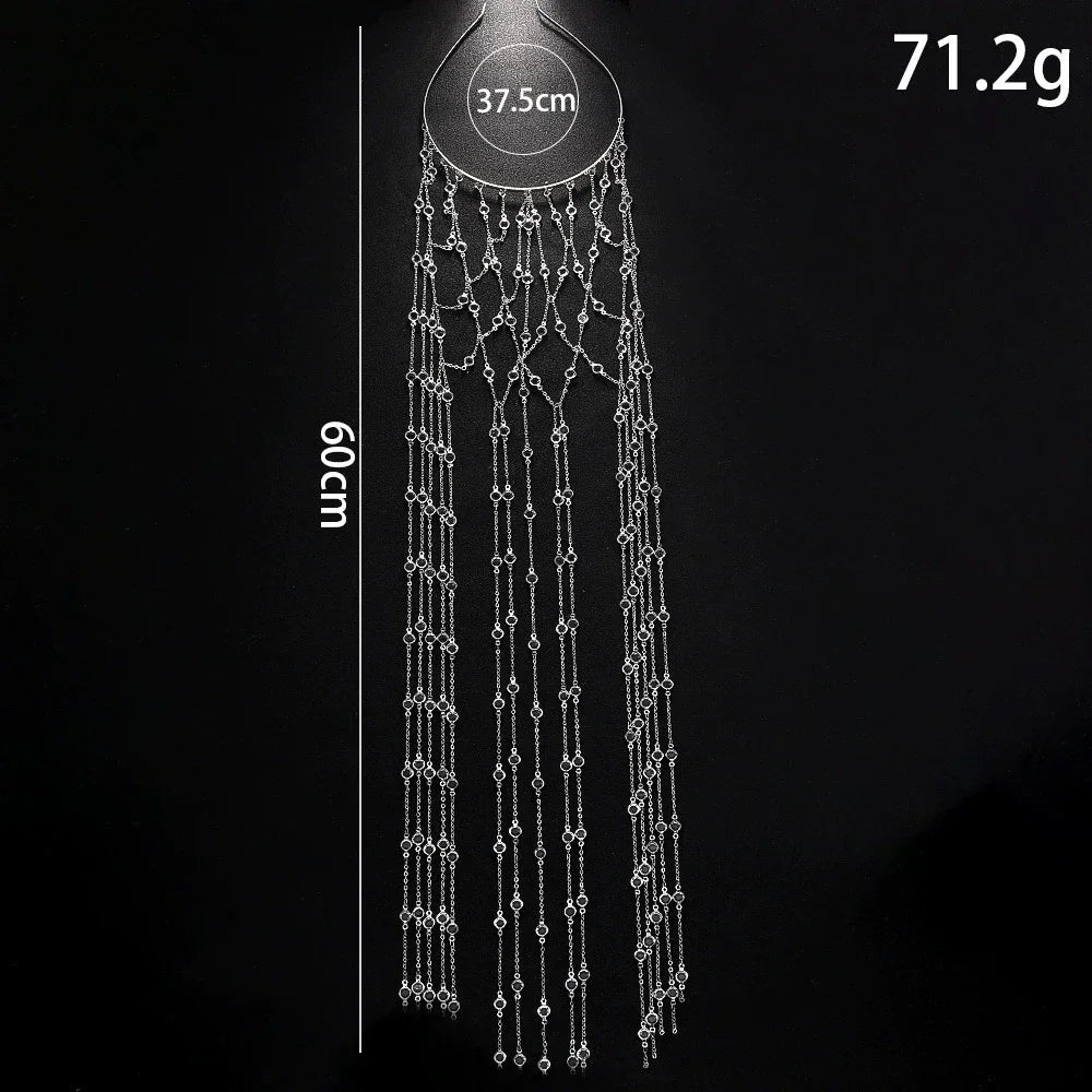 Copricapo Gioiello Donna con Strass e Frange – Oro o Argento