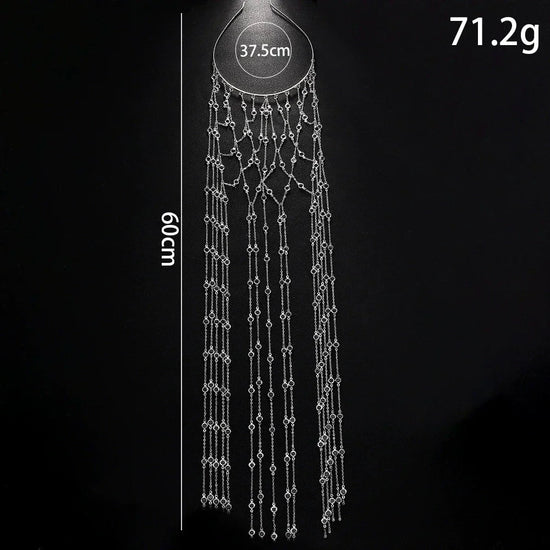 Copricapo Gioiello Donna con Strass e Frange – Oro o Argento
