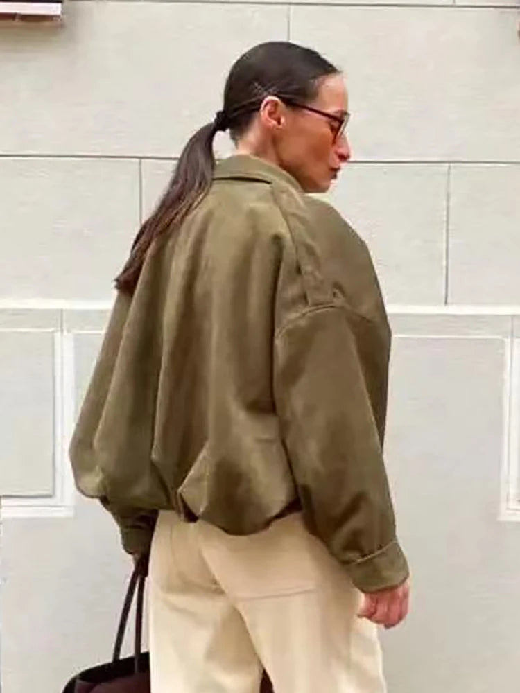 Giacca Bomber Oversize  Donna Stile Vintage – Giubbotto Elegante e Morbido per Occasioni Speciali