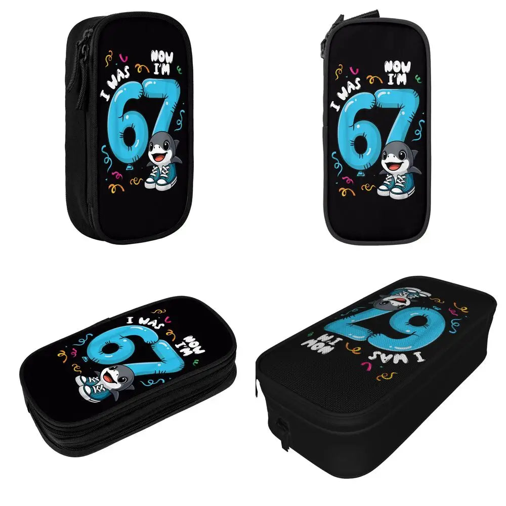 Meme 6 7 Six Seven Italian Steal A Brainrot 67 Pencil Case Canvas Pencil Box Child Vintage College School Pencil Cases Supplies