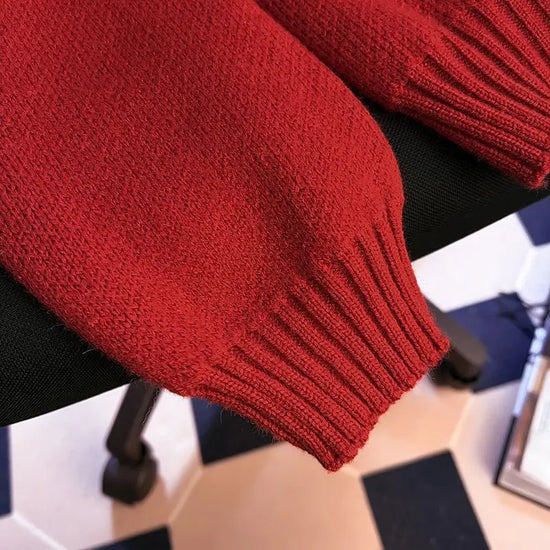 Pullover da donna – Maglione girocollo con orso, taglio loose knit autunno/inverno