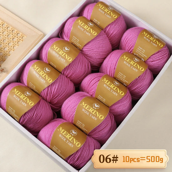 Set 500 g Filato Lana Medio-Spesso – 10 Gomitoli per Maglieria e Uncinetto