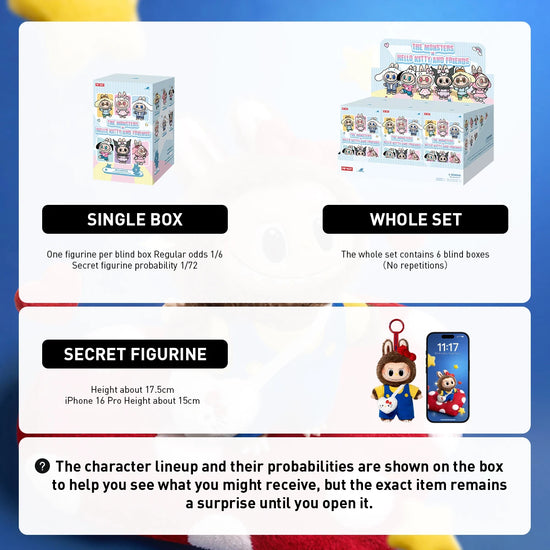 Blind Box Pop Mart Labubu x Sanrio – Pendant Kawaii da Collezione 1/6 pezzi