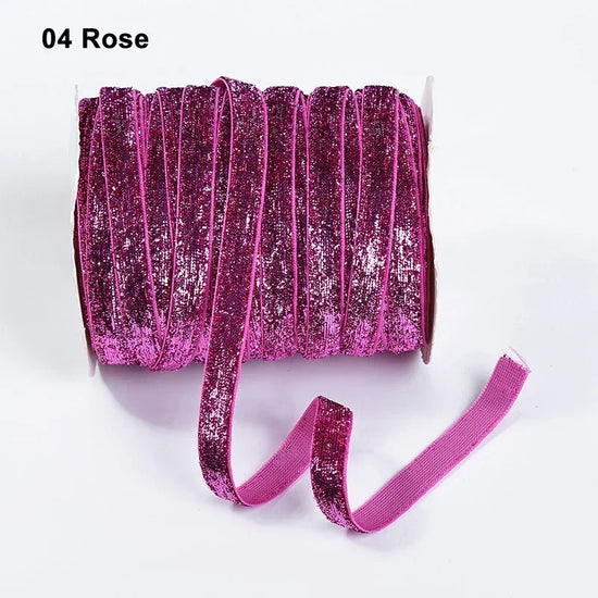 Nastro velluto glitter 10 mm – 50 metri multicolore per decorazioni, fai-da-te, confezioni regalo e artigianato