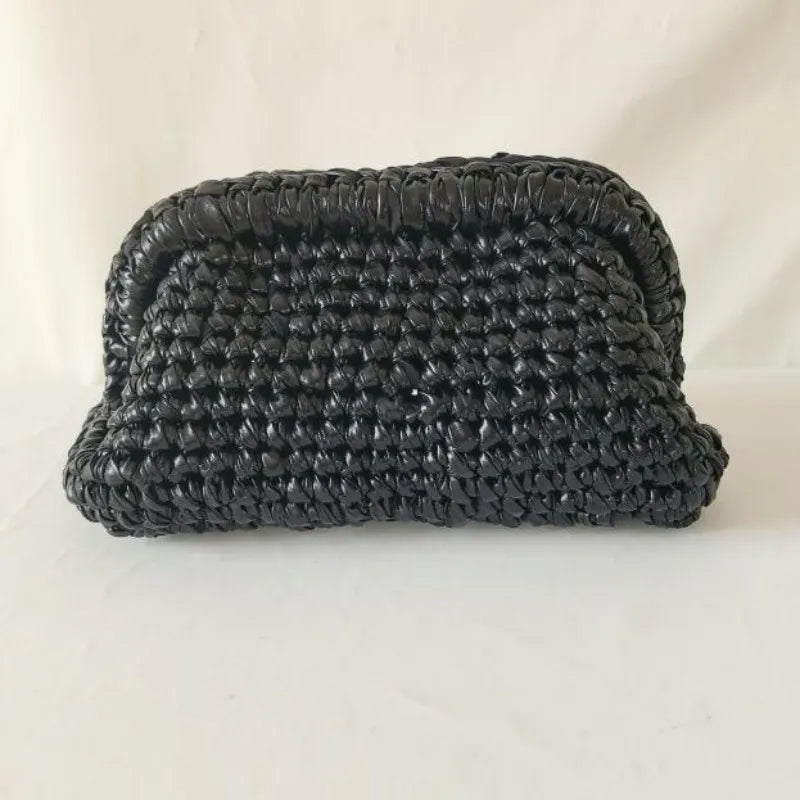 Clutch donna fatta a mano in crochet metallico – pochette elegante in filo metalizzato