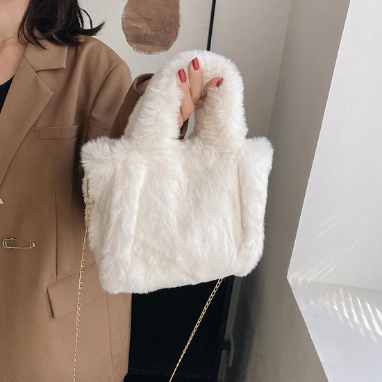 Shopper Tote Donna in Ecopelliccia Invernale – Borsa Furry Fluffy a Tracolla o Spalla
