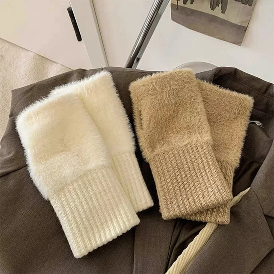 Guanti in pelliccia sintetica “mink fleece” half-finger donna – Guanti senza dita caldi e morbidi per l’inverno, perfetti per scrivere e usare lo smartphone