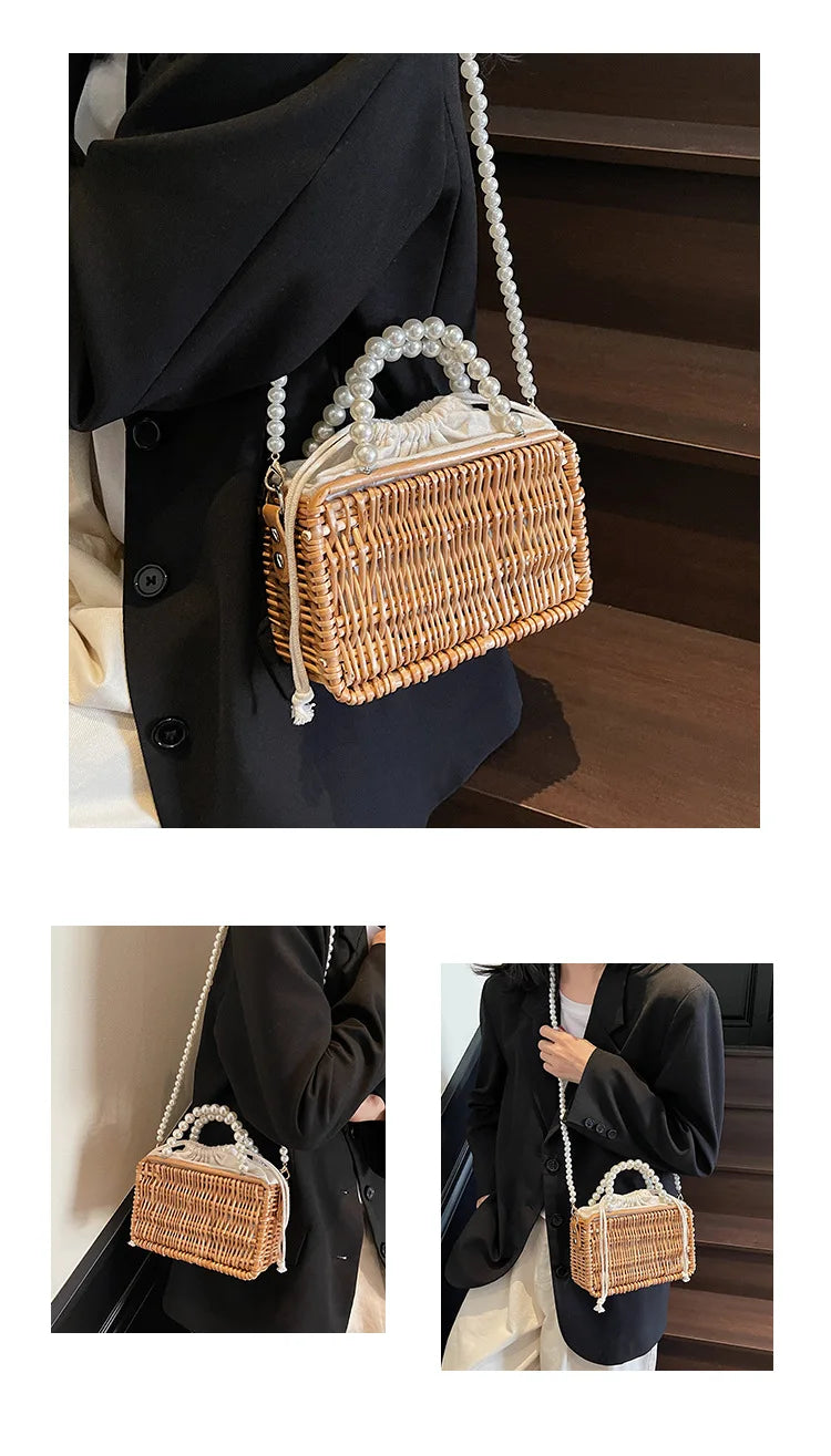 Borsa in Paglia con Perle Donna – Stile Boho Chic Estivo