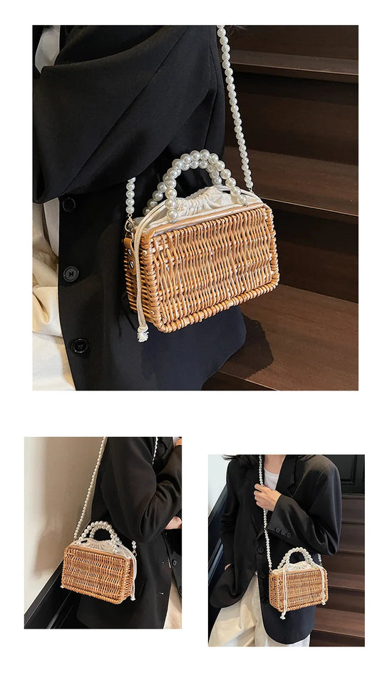 Borsa in Paglia con Perle Donna – Stile Boho Chic Estivo
