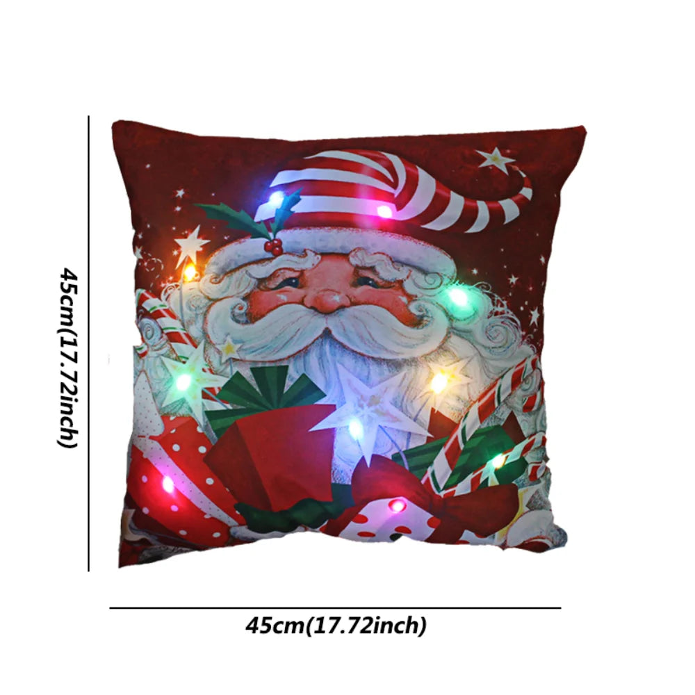 Copricuscino natalizio LED 45×45 cm ‒ federa luminosa decorativa per Natale, addobbo casa & divano