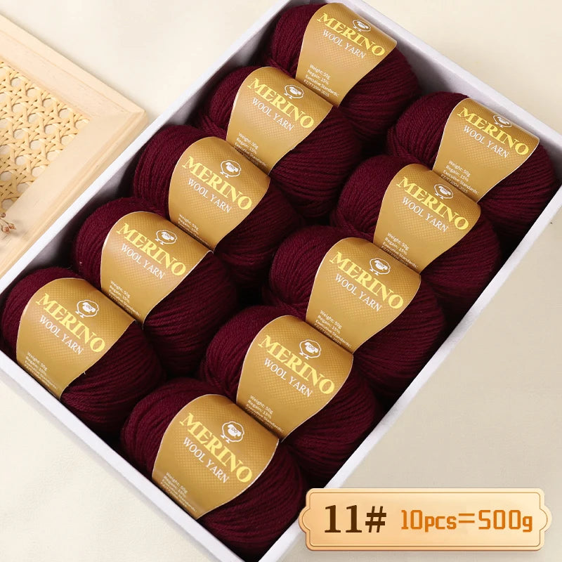 Set 500 g Filato Lana Medio-Spesso – 10 Gomitoli per Maglieria e Uncinetto