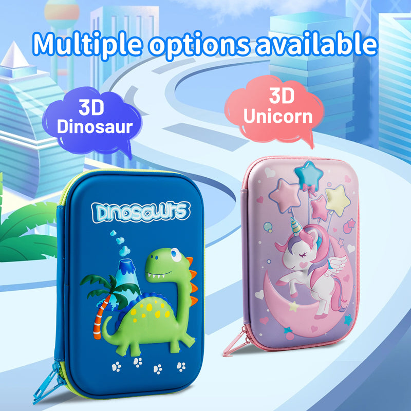 Cool Dinosaur Pencil Case Stationery Set Unicorn 3D EVA Pencil Box Organizer School Supplies for Kids Boys Back To School Gift