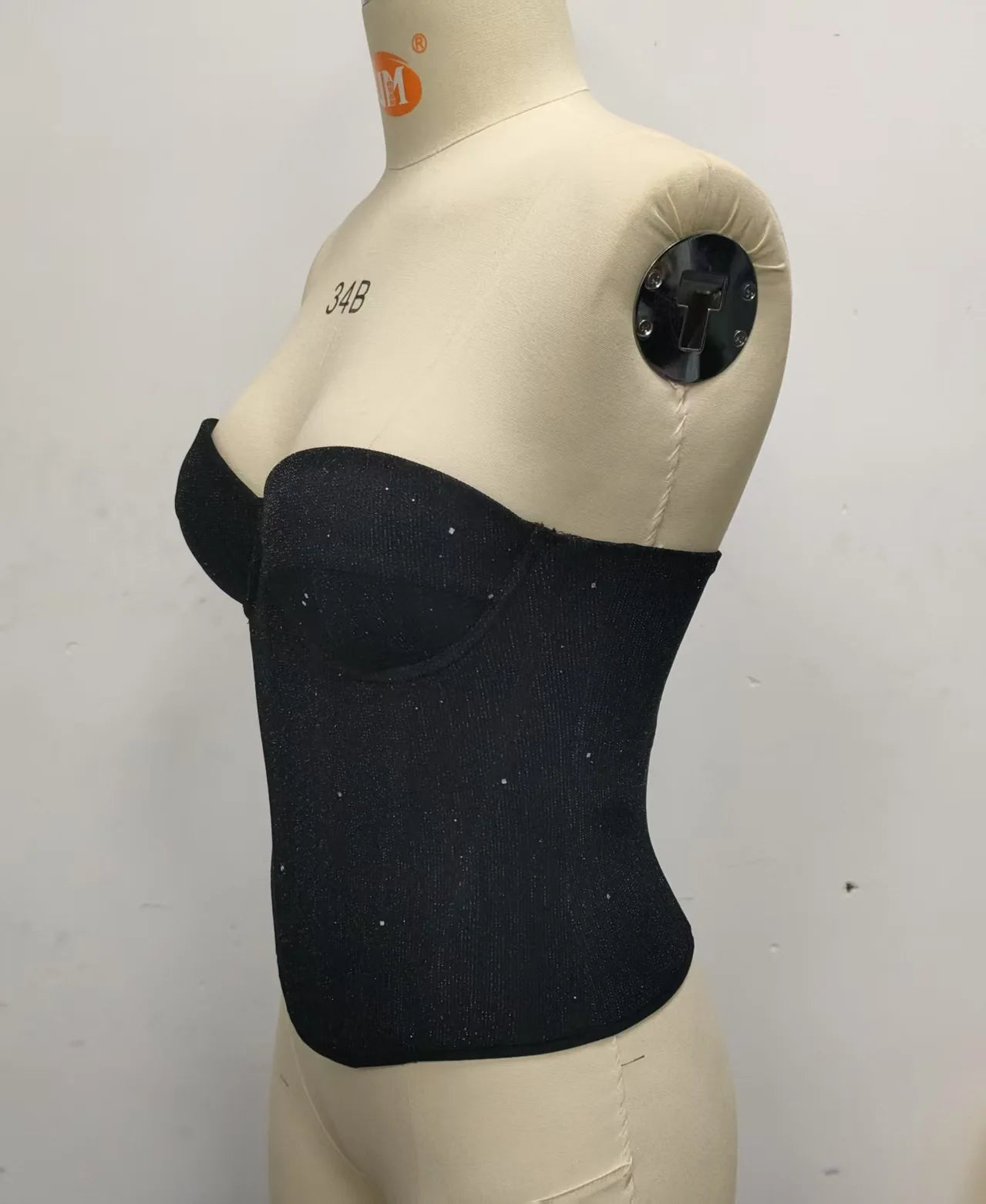 Top Corsetto Nero con Paillettes – Bustier Sexy Modellante