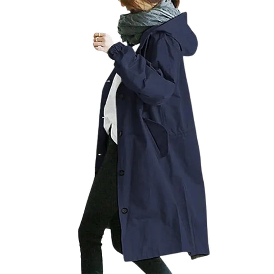 Giacca windbreaker donna con cappuccio, tasche e chiusura a bottoni – antivento, impermeabile, quick-dry, perfetta per escursioni e outdoor