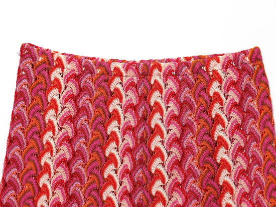 Coordinato donna in maglia crochet – top corto girocollo e pantaloni dritti vita alta