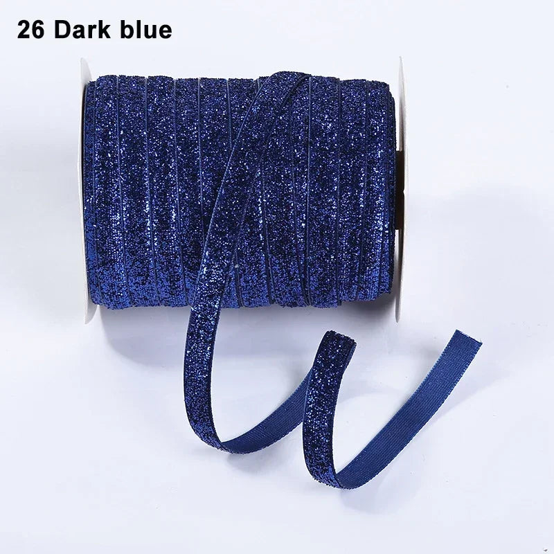 Nastro velluto glitter 10 mm – 50 metri multicolore per decorazioni, fai-da-te, confezioni regalo e artigianato