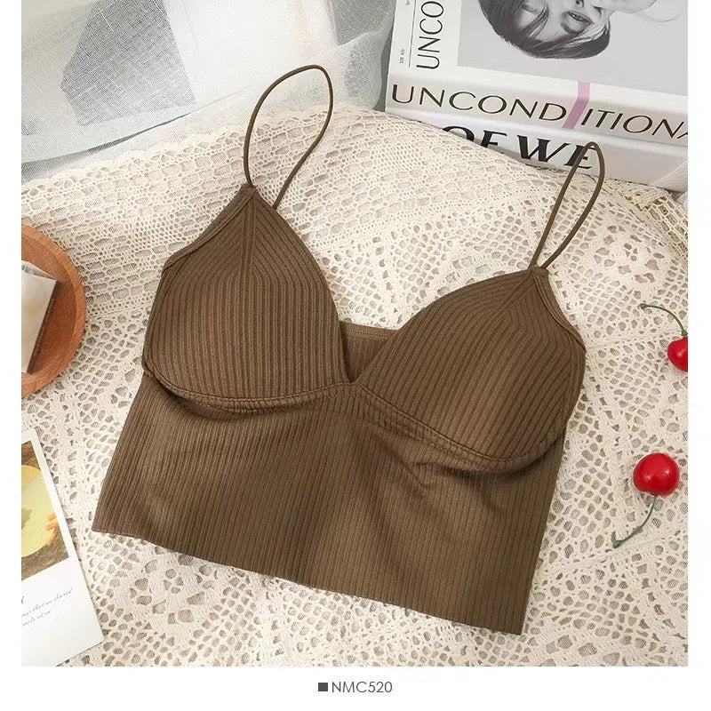 Crop Top tubino seamless donna – Sport brassière senza cuciture, streetwear estivo