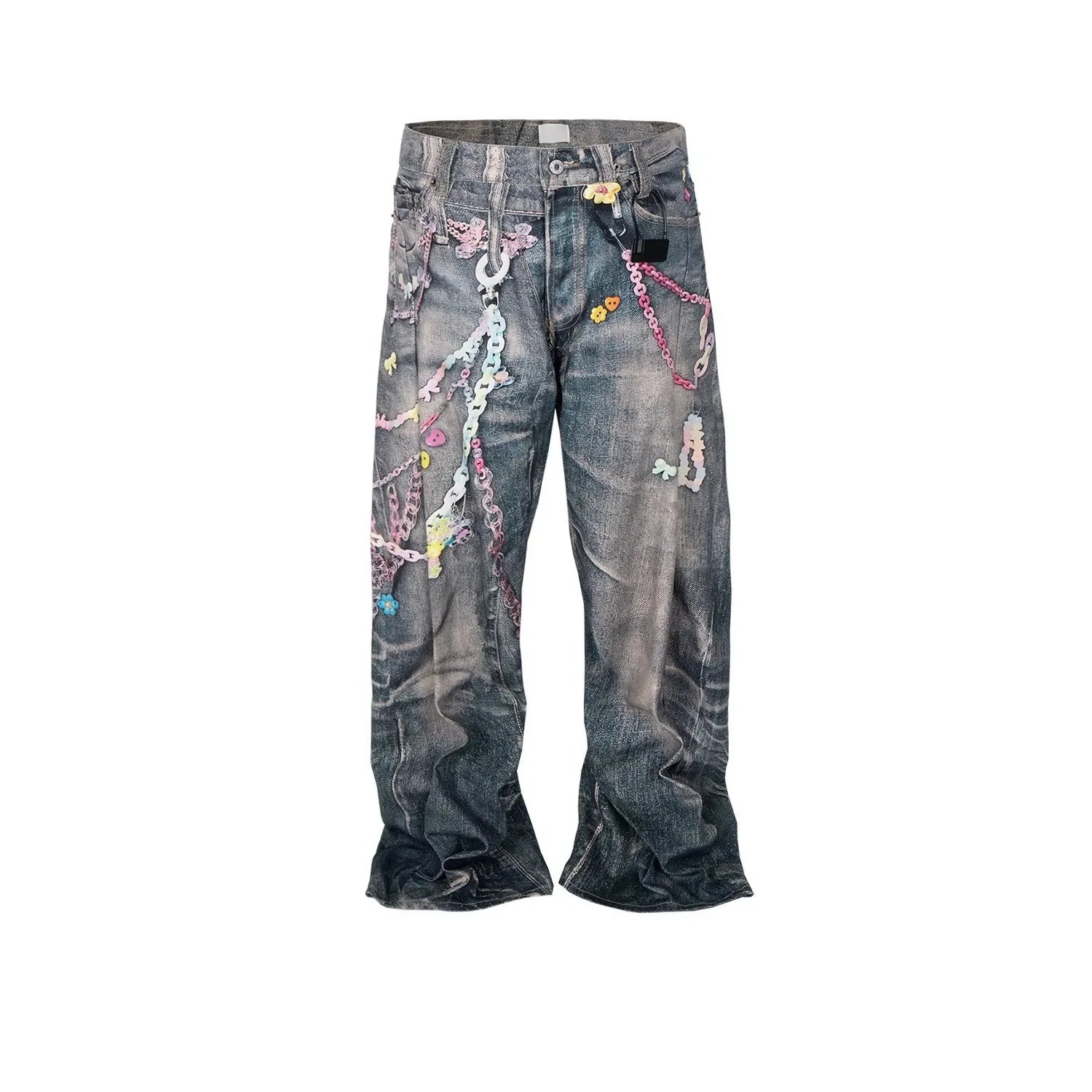 Jeans Unisex Loose Fit Stampati – Denim Streetwear Vintage Lavato