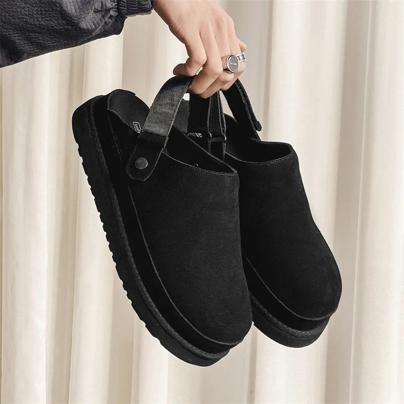 Clogs donna suola spessa inverno 2025 ‒ slippers suede con fondo rialzato, calde antiscivolo