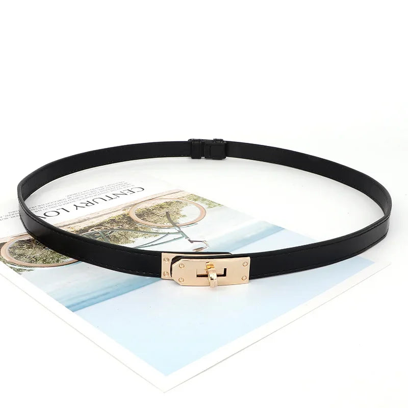 Cintura sottile donna in ecopelle con fibbia in metallo – Skinny waist belt regolabile elegante
