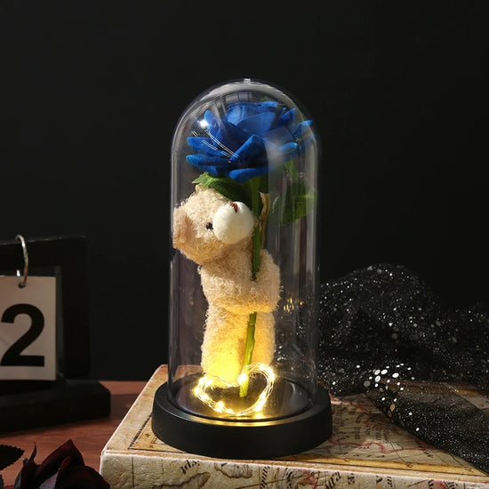 Rosa Eterna in Vetro con Luce – Fiore Romantico Regalo San Valentino