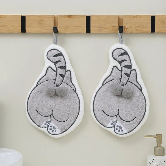 Cartoon Animals Hand Towel Absorbent Hand Cloth Bathroom Hanging Towel Kitchen Cleaning Wipe Cloth Cute Cat Bathroom Towels