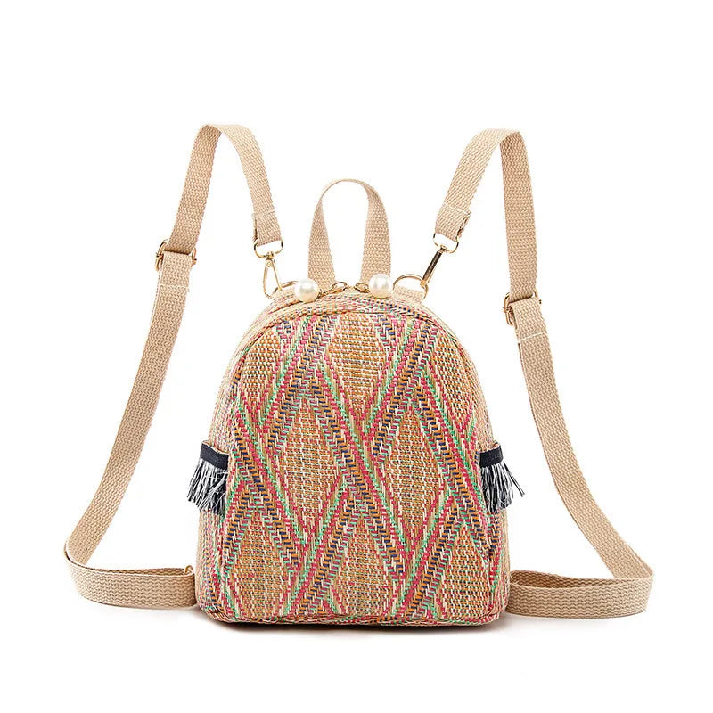 Zaino Donna Effetto Paglia Intrecciato – Backpack Estivo Casual Chic