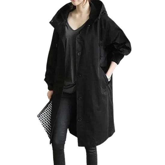 Giacca windbreaker donna con cappuccio, tasche e chiusura a bottoni – antivento, impermeabile, quick-dry, perfetta per escursioni e outdoor
