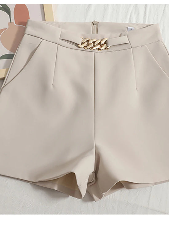 Shorts eleganti donna Heliar – A vita alta con zip e cintura femminile
